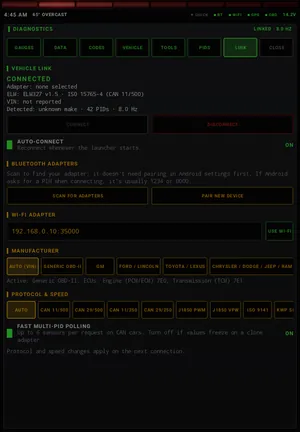 Link: Adapter connection, manufacturer profile, protocol and polling.