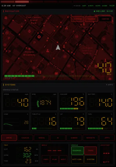 KITT Launcher Drive page on a 12.1 inch portrait screen