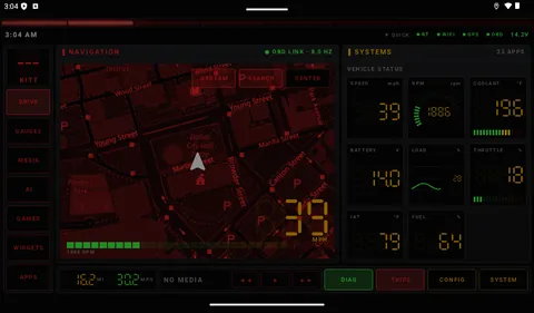 KITT Launcher.2 Drive page on a 7 inch landscape screen